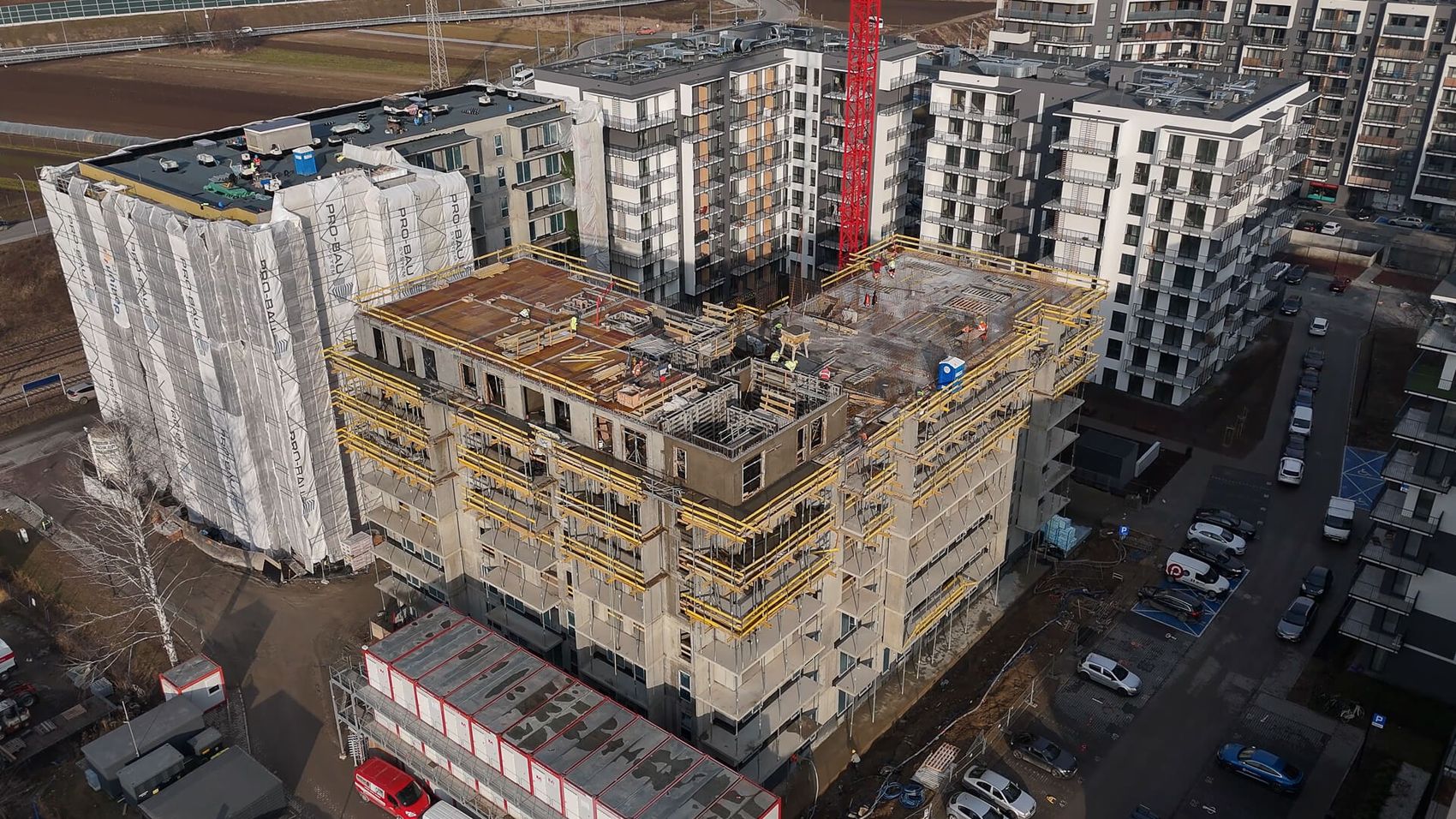 Postęp prac budowlanych - osiedle Viva Piast 6 w Krakowie, luty 2025