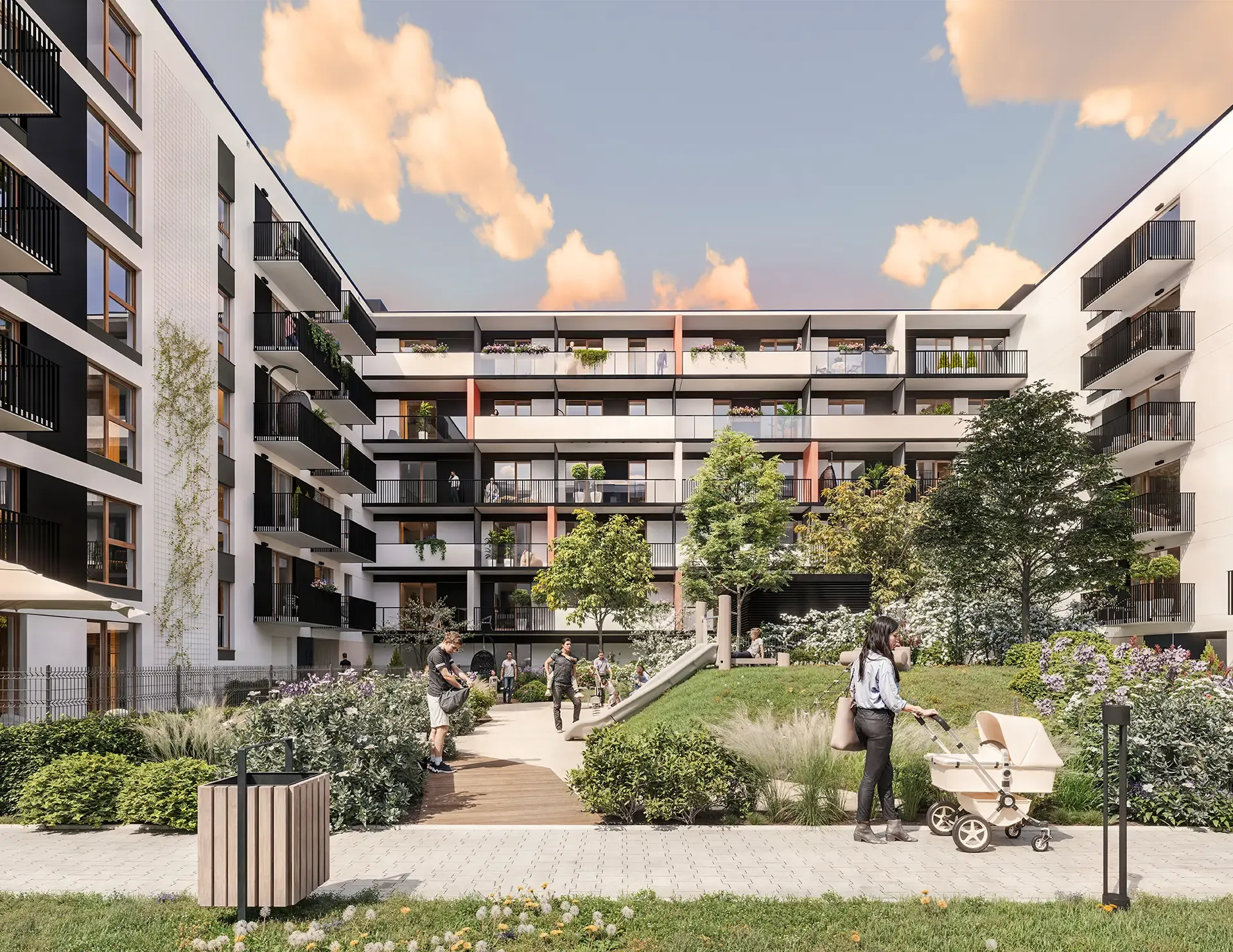 Patio inwestycji Neo Nova Ochota 4, Warszawa Wlochy