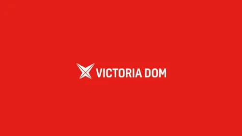 Victoria Dom - logotyp na czerwonym tle